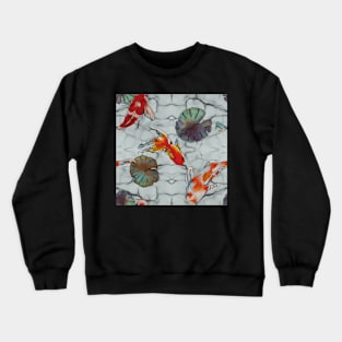 White Marble Koi Fish Greenery Crewneck Sweatshirt